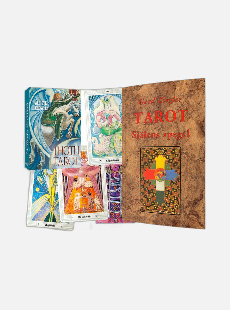 Tarotpaket: Själens spegel bok + Thoth Tarotlek svensk lek